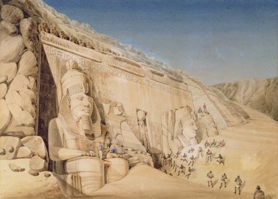 La excavación del Gran Templo de Ramsés II, Abu Simbel, 1819 de Louis M.A. Linant de Bellefonds